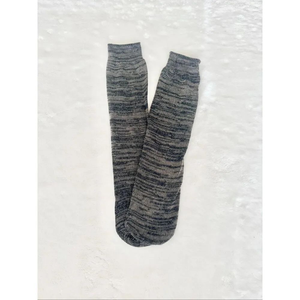 Gray Marled Crew Socks Cozy Knit Everyday Unisex One Size